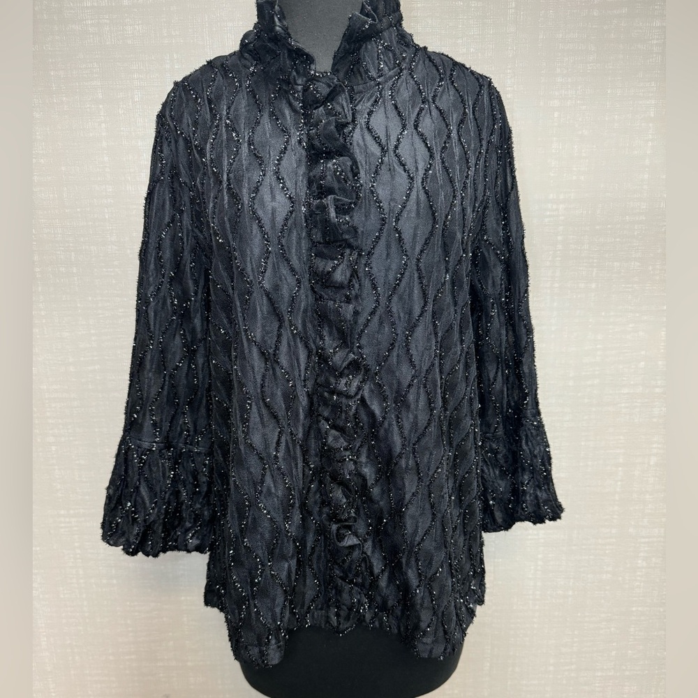 Sparkling Ogee Ruffle Neck Jacket